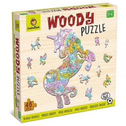 PUZZLE WOODY 48 PIEZAS EL UNICORNIO ENCANTADO LU21269 (LUDATTICA)