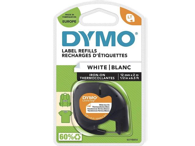 CINTA DYMO LETRATAG  ROPA 12MMX2M NEGRO/BL S071885