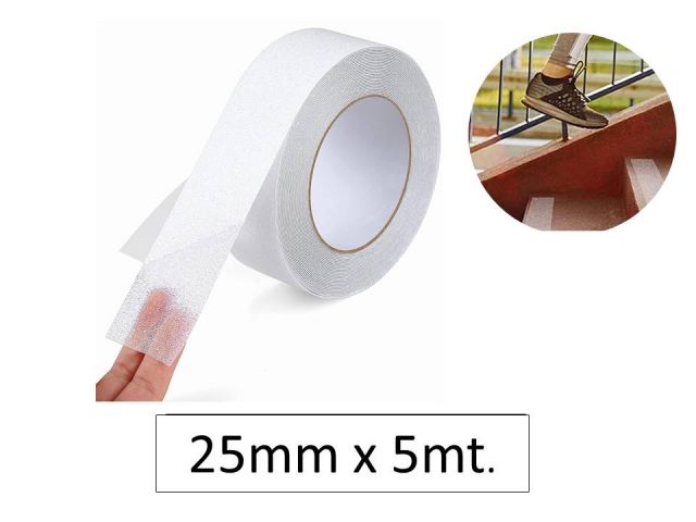 BS  CINTA ANTIDESLIZANTE TRANSPARENTE 25mm x 5mt. 