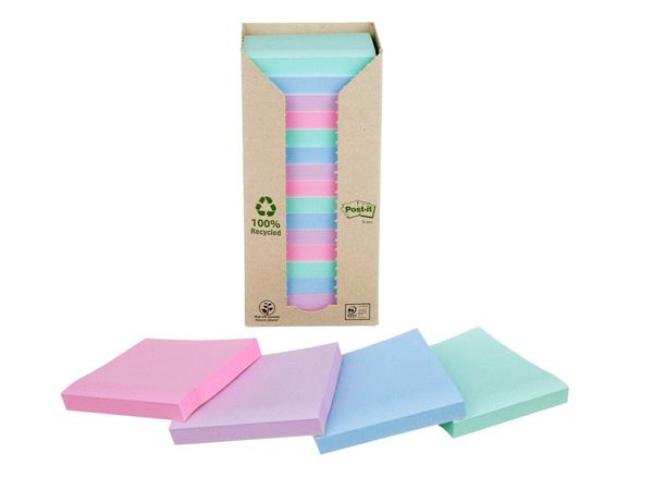 POST-IT TORRE 16 BLOC 76X76 PASTEL RECICLADO