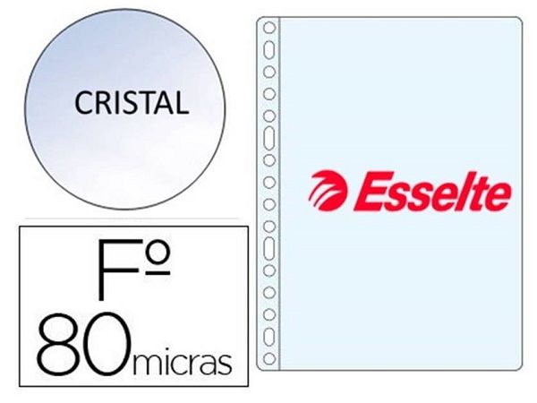 ESSELTE C.100 FUNDAS PP FOLIO 80MC CRISTAL 46106