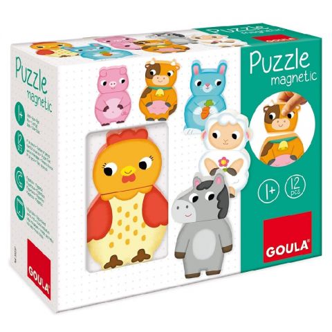 PUZZLE MAGNÉTICO 12 PIEZAS ANIMALES DE GRANJA 455245 (GOULA)