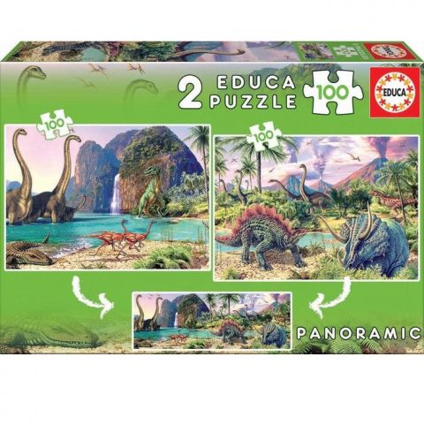 2 PUZZLES 100 PIEZAS DINO WORLD 15620 (EDUCA)