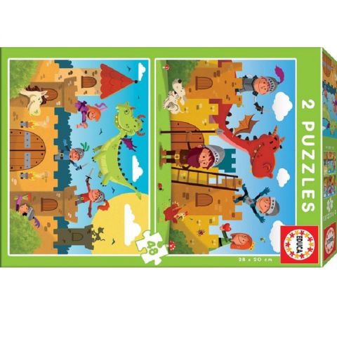2 PUZZLES 48 PIEZAS DRAGONES Y CABALLEROS 17151 (EDUCA)