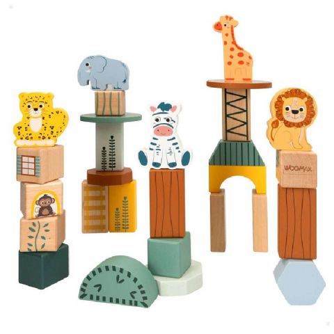 JUEGO SET ANIMALES SELVA 28 PIEZAS 47575 (WOOMAX)