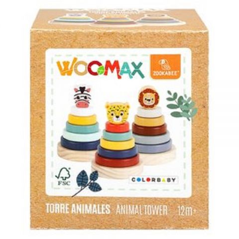 JUEGO TORRE MADERA ANIMALES  ZOOKABEE 3 SURTIDO 47583 (WOOMAX)