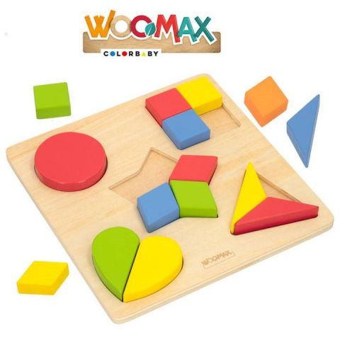 JUEGO PUZZLE MADERA FORMAS GEOMÉTRICAS 49358 (WOOMAX)