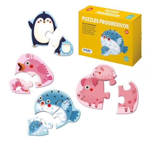 4 PUZZLES PROGRESIVOS ANIMALES 2-3 PIEZAS 65000 (DOHE)