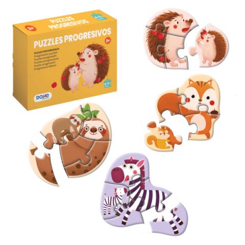 4 PUZZLES PROGRESIVOS ANIMALES 4-5 PIEZAS 65001 (DOHE)