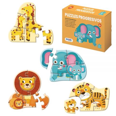 4 PUZZLES PROGRESIVOS ANIMALES 6 PIEZAS 65002 (DOHE)