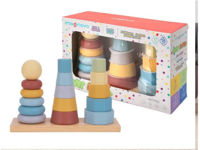 JUEGO INFANTIL TORRE DE FORMAS APILLABLES TKF008B (IMAGINOVO)