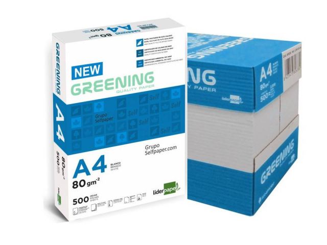 PAQ. 500 HOJAS PAPEL BLANCO A4 80 GR. GREENING