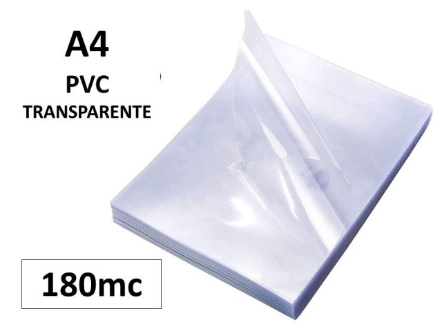 PORTADAS A4 PVC 180MC TRANSPARENTE 100u.