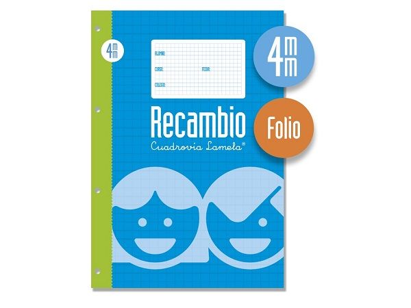 RECAMBIO LAMELA 100 HOJAS FOLIO  C/4 MM 09004