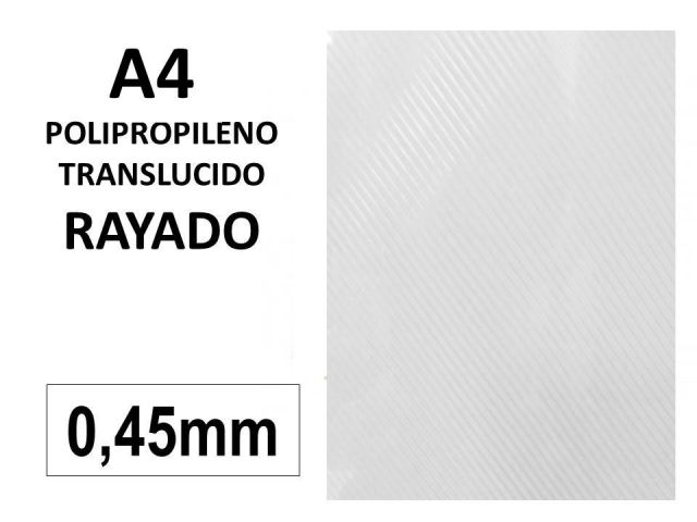 PORTADAS A4 PP 0,45mm TRANSP. RAYADAS P/100