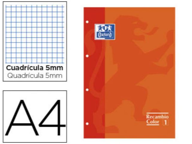 OXFORD  RECAMBIO A4 ENCOLADO 80H 5X5 MORADO 400123682