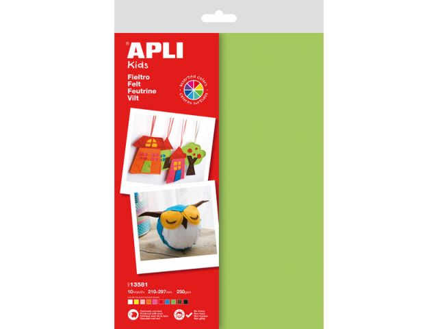 APLI BOLSA 10HOJAS A4 FIELTRO COLOR SURTIDO 13581