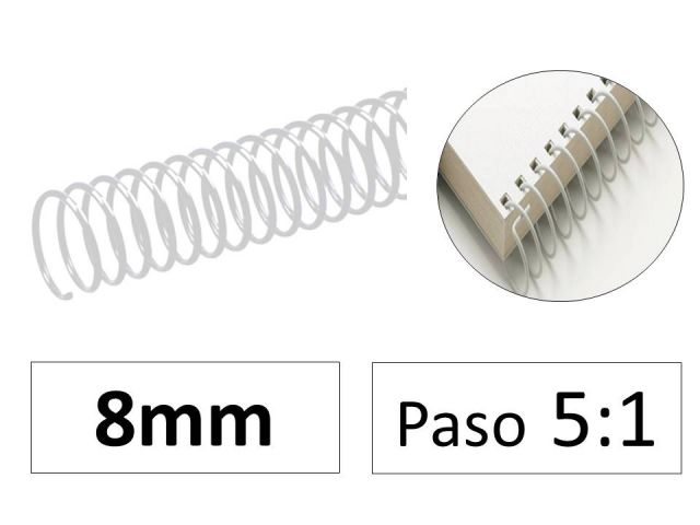 PAQ.100 ESPIRALES METALICAS BLANCAS 8 MM