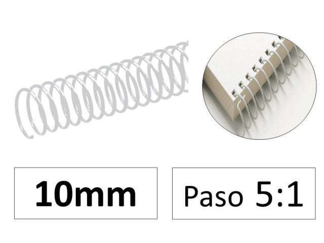 PAQ.100 ESPIRALES METALICAS BLANCAS 10 MM 