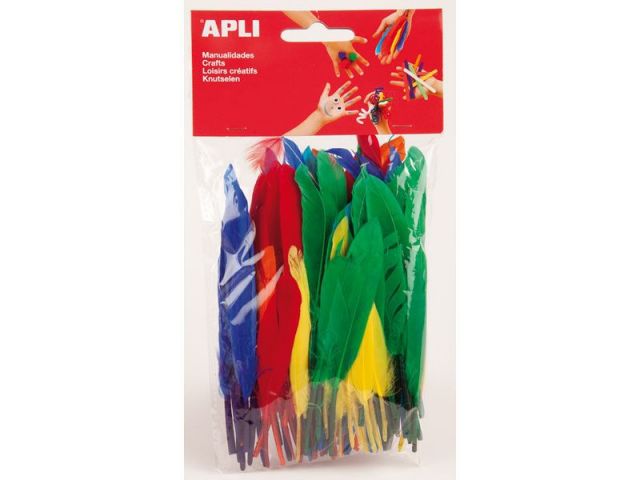 APLI BOLSA PLUMAS COLORES SURTIDOS 100 U 13060