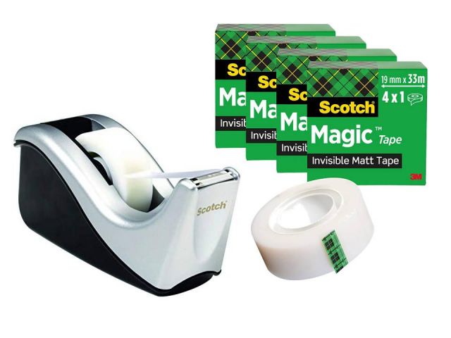 SCOTCH MAGIC PACK 4 CINTAS 33x19 + PORTARROLLOS