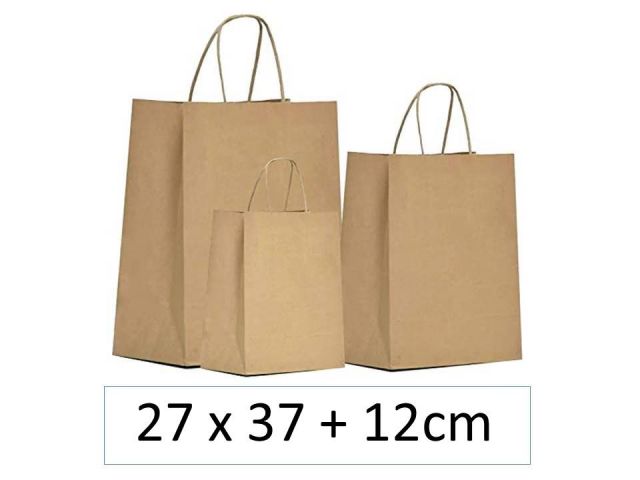 SNM PAQ.25 BOLSAS PAPEL M 27x37+12 KRAFT ASA RIZ.