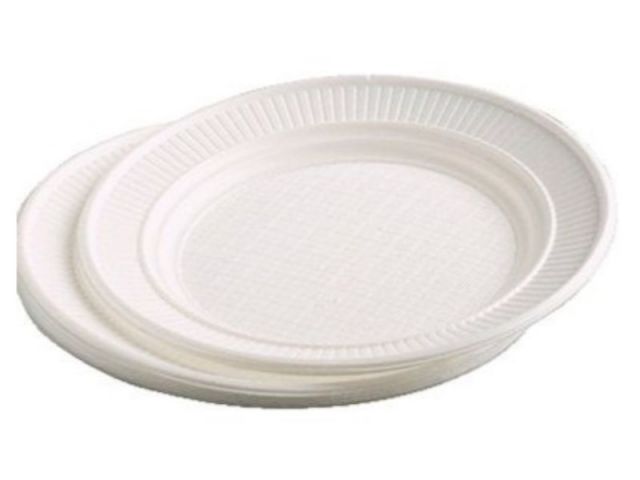 PAQ. 50 PLATOS PLÁSTICO BLANCOS 22cm