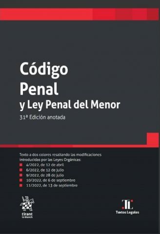 CÓDIGO PENAL Y LEY P. DEL MENOR ED. 2022 (TIRANT)