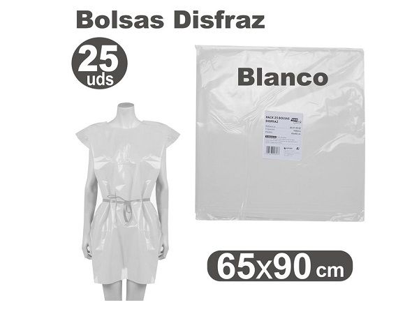 GRAFOPLAS PAQ. 25 BOLSAS  DISFRAZ 65X90  BLANCO