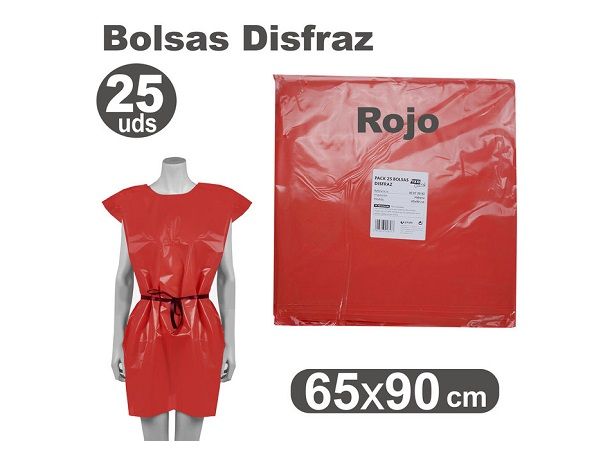 GRAFOPLAS PAQ. 25 BOLSAS  DISFRAZ 65X90  ROJO