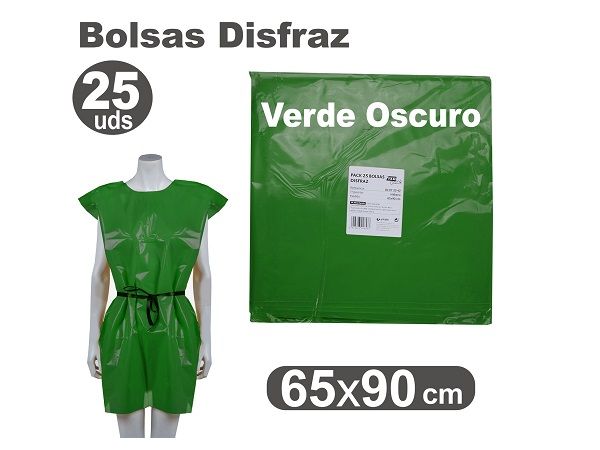 GRAFOPLAS PAQ. 25 BOLSAS  DISFRAZ 65X90  VERDE