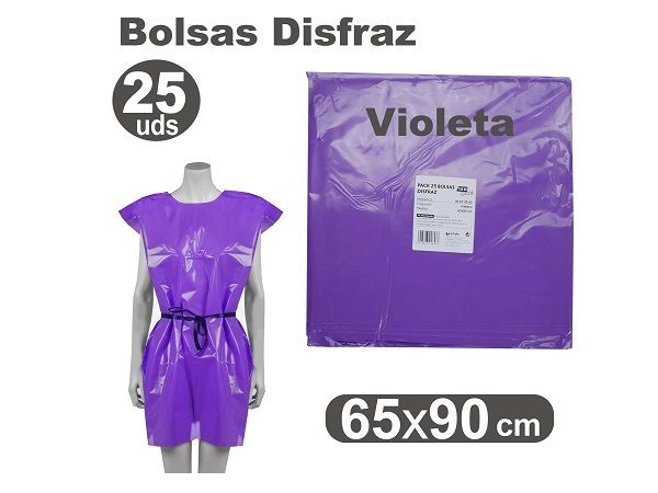 GRAFOPLAS PAQ. 25 BOLSAS  DISFRAZ 65X90  VIOLETA