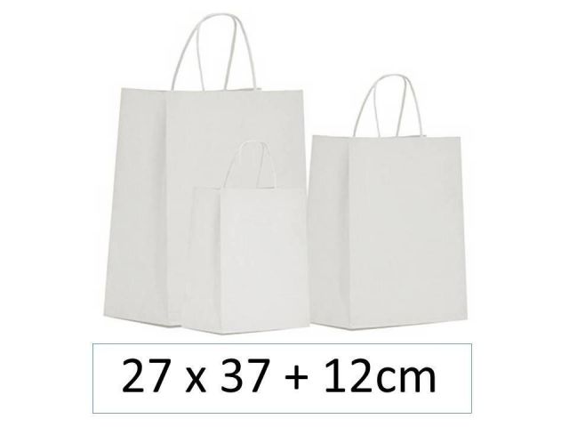 SNM PAQ.25 BOLSAS PAPEL M 27x37+12  BLANCA ASA RIZ