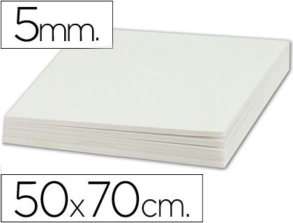 PACK. 5 LÁMINAS CARTÓN PLUMA 50X70 5MM BLANCO