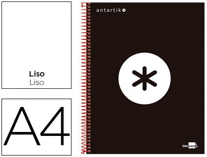 CUADERNO ANTARTIK A4 120H LISO NEGRO KD50