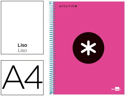 CUADERNO ANTARTIK A4 120H LISO ROSA KD45