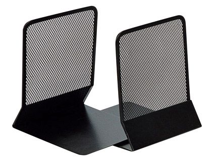 JUEGO 2 SOPORTALIBROS METÁLICOS  REJILLA NEGRO 