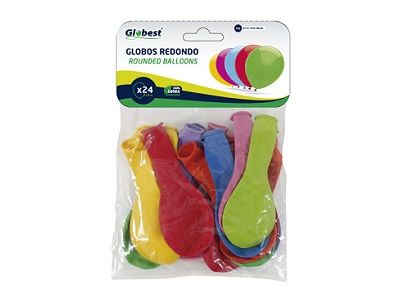 GLOBOS 22/24CM BOLSA 24 UNID COLORES SURTIDOS