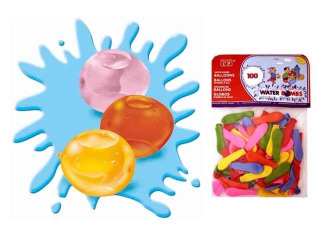 GLOBOS DE AGUA  BOLSA 100 UNID COLORES SURTIDOS