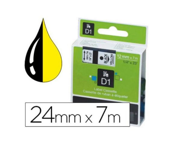 CINTA DYMO D1 24MMX7M NEGRO/AMARILLO 53718