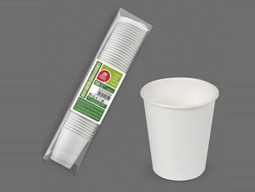 PAQ. 50 VASOS CARTÓN BIODEGRADABLE BLANCO 120 CC