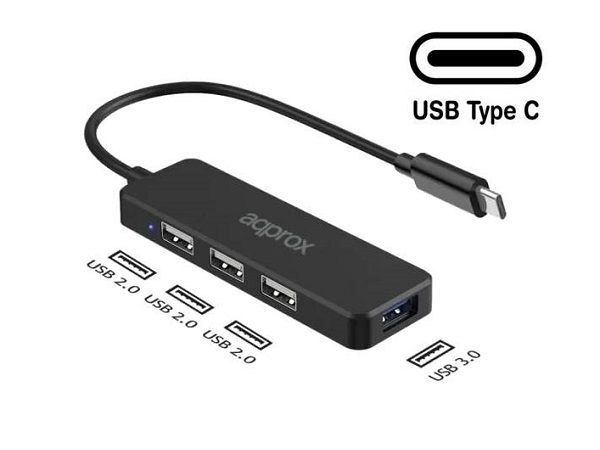 HUB APPROX USB TYPEC 3 USB  2.0 +1 USB 3.0 APPC48