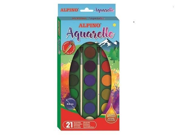 ALPINO ESTUCHE 21 ACUARELAS + 2 PINCELES AQ000002