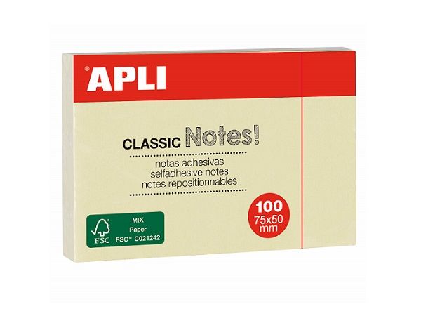 APLI BLOC NOTAS REPOSICIONABLES 75x50 AMARILLO