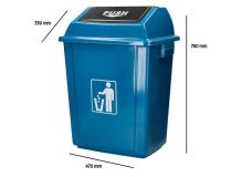 PAPELERA CONTENEDOR CON TAPA BASCULANTE 58L AZUL