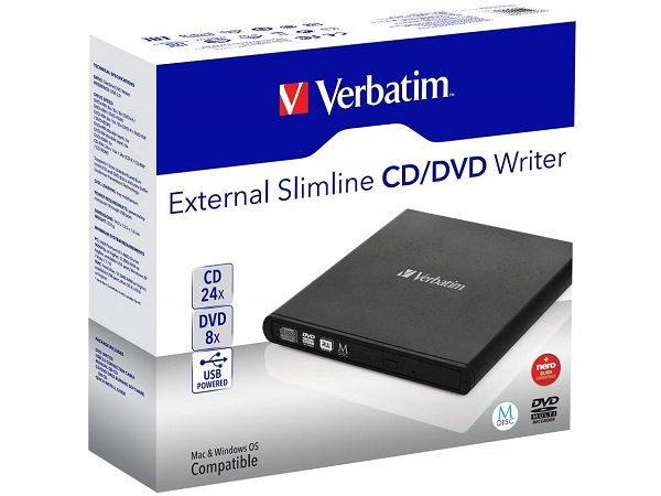 VERBATIM EXTERNAL SLIMLINE GRABADORA CD/DVD W