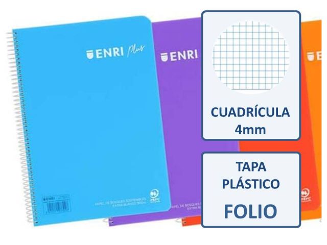 (PAQ,5) CUADERNO Fº 80H. 90GR PP CUADRO ENRI PLUS