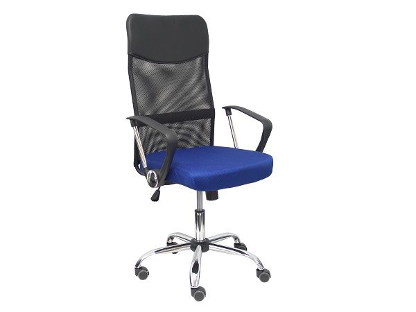 PYC SILLA GONTAR RESPALDO MALLA BRAZOS FIJOS ASIENTO AZUL