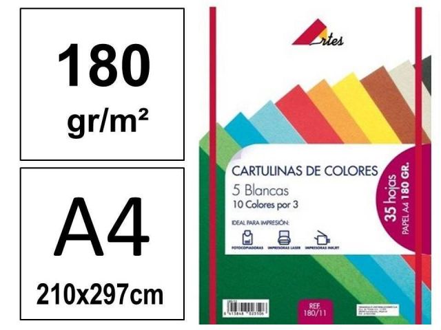 P.35 HOJAS CARTULINA A4 COLORES SURTIDOS