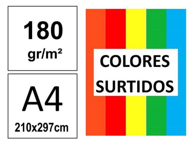 P.50 HOJAS CARTULINA A4 5 COLORES SURTIDOS INTENS